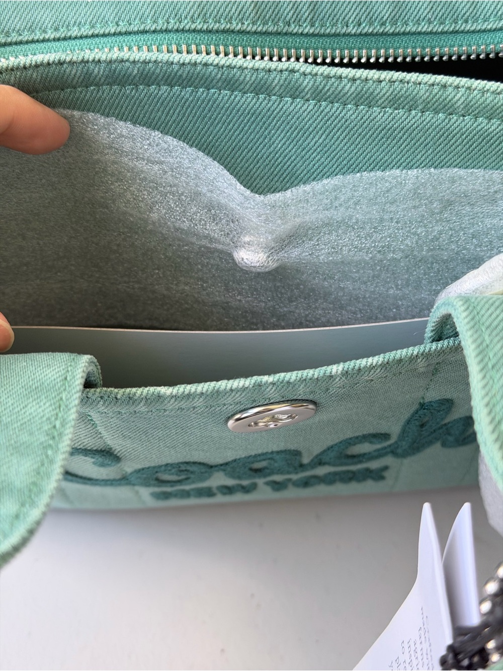 Coach Denim Cargo Tote 26 in Ivy - Picture 10 of 11